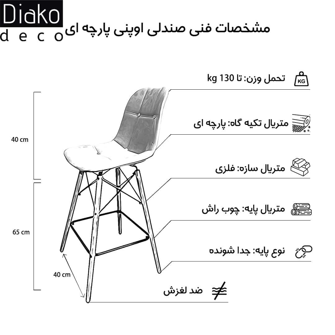 عکس محصول صندلی مدرن اوپنی پایه ایفلی مدل آریو پارچه ای