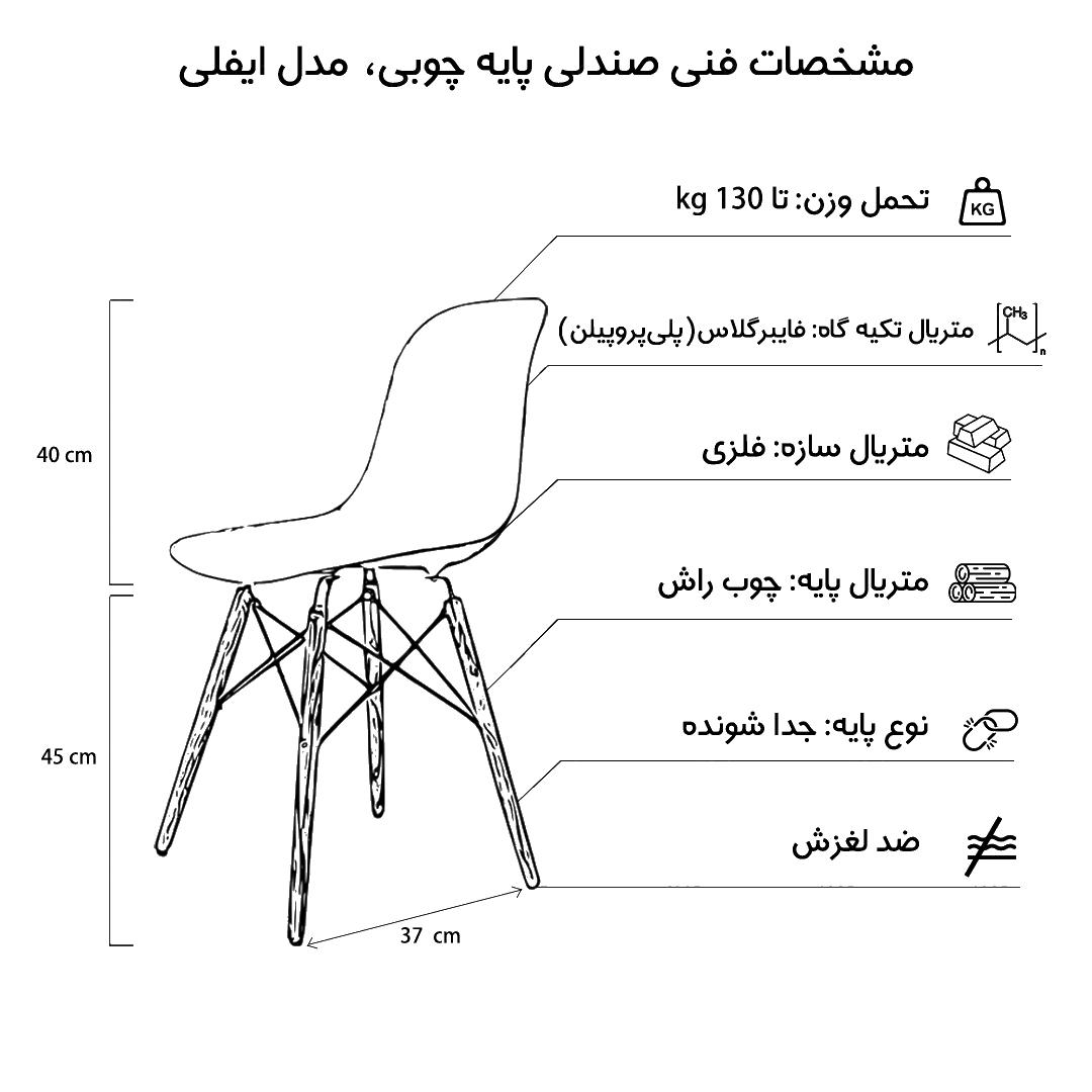 عکس محصول صندلی مدرن پایه ایفلی چوبی صفحه فایبر