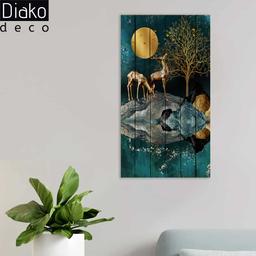 Image of تابلو چوبی مدرن  طرح گوزنهای طلایی کد DV-21