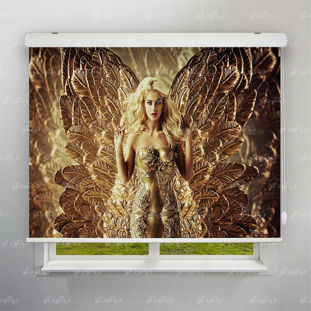 عکس محصول پرده شید طرح سه بعدی فرشته طلایی کد TRD-07