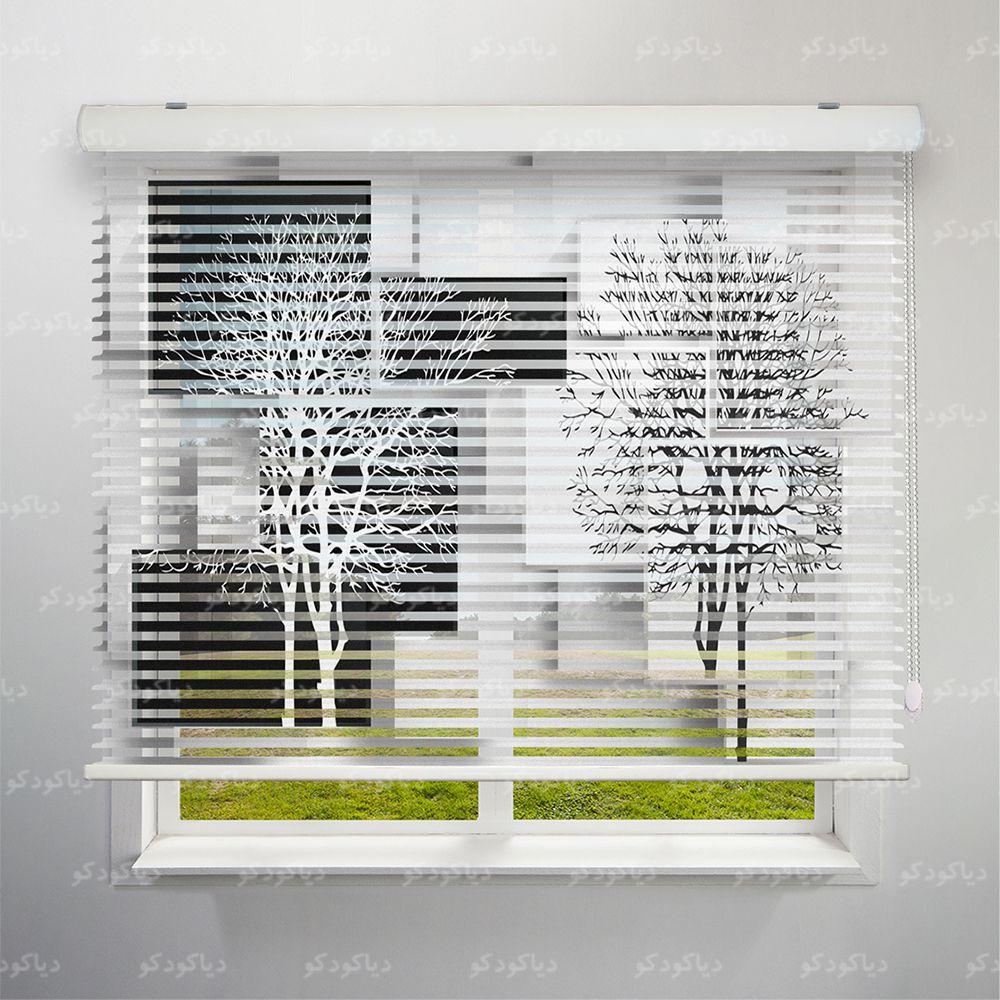 عکس محصول پرده سیلوئت طرح سه بعدی درخت سیاه و سفید کد  TRD-10
