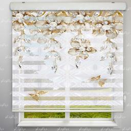 Image of پرده زبرا طرح گل و پروانه جواهری طلایی کد TD-114