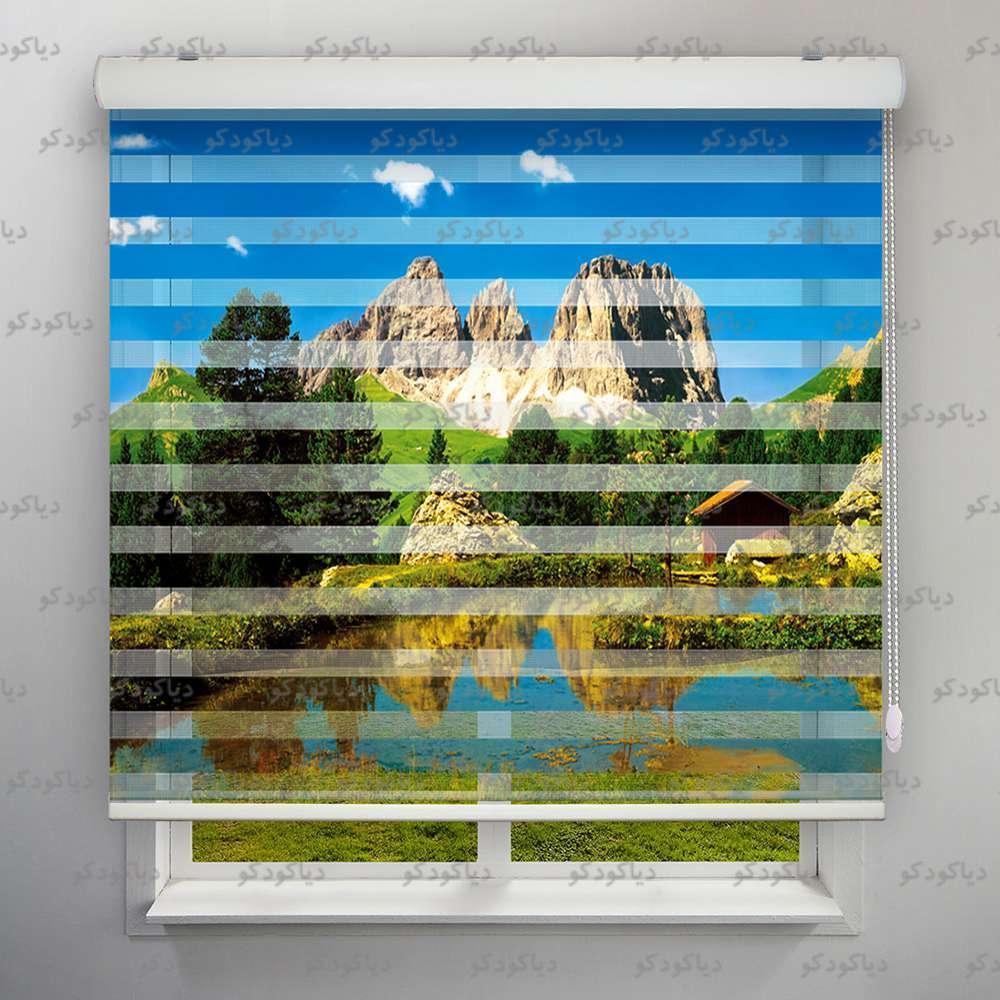 عکس محصول پرده زبرا طرح طبیعت کوه و دریاچه کد NAT-04