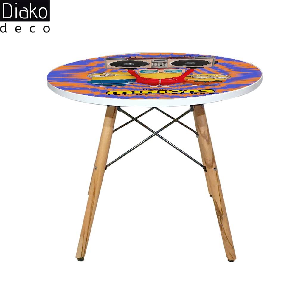 عکس محصول میز مدرن کودک مدل پایه چوبی طرح مینیون کد DT-01