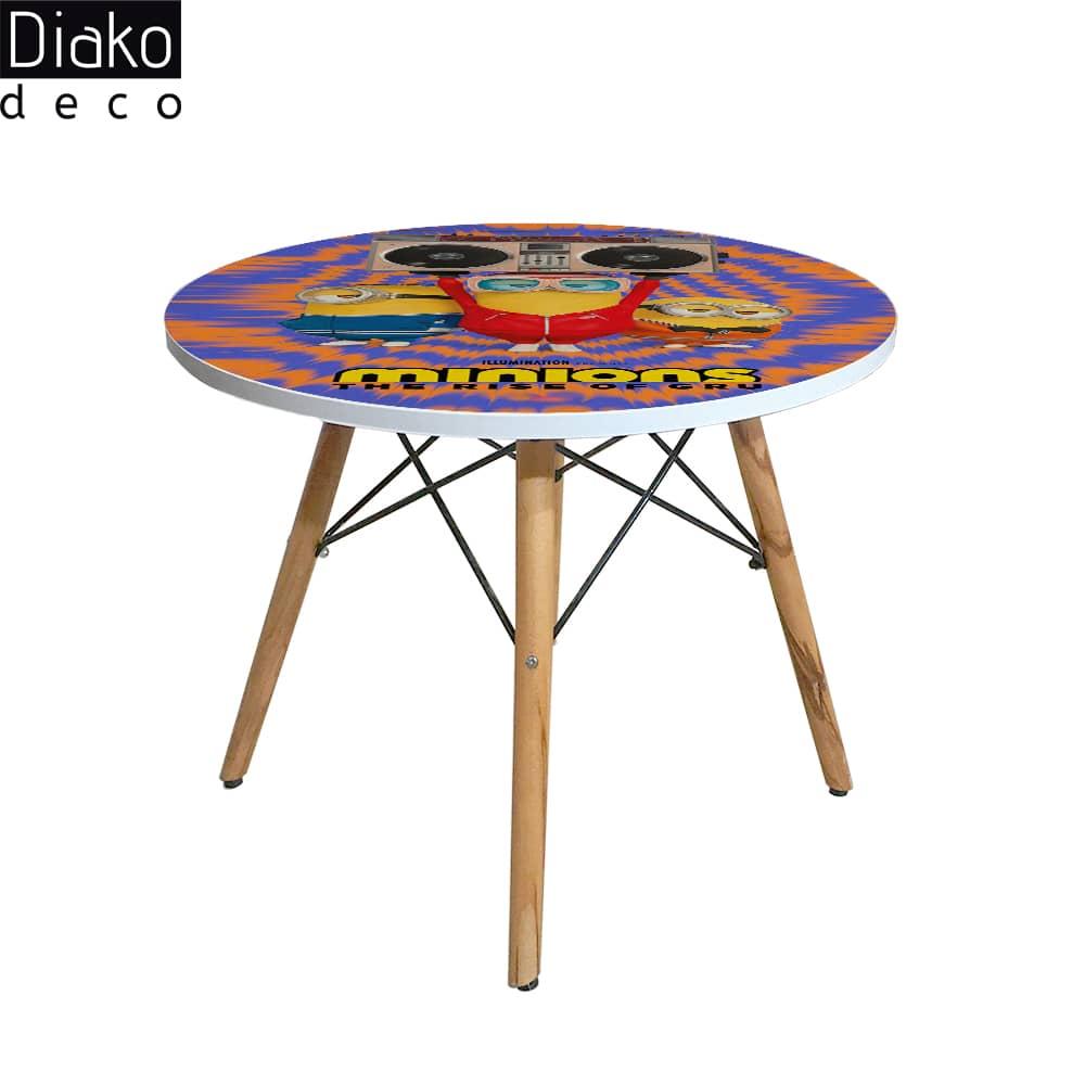 عکس محصول میز مدرن کودک مدل پایه چوبی طرح مینیون کد DT-01