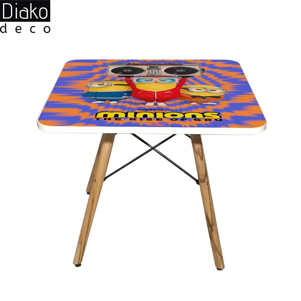 عکس محصول میز مدرن کودک مدل پایه چوبی طرح مینیون کد DT-01