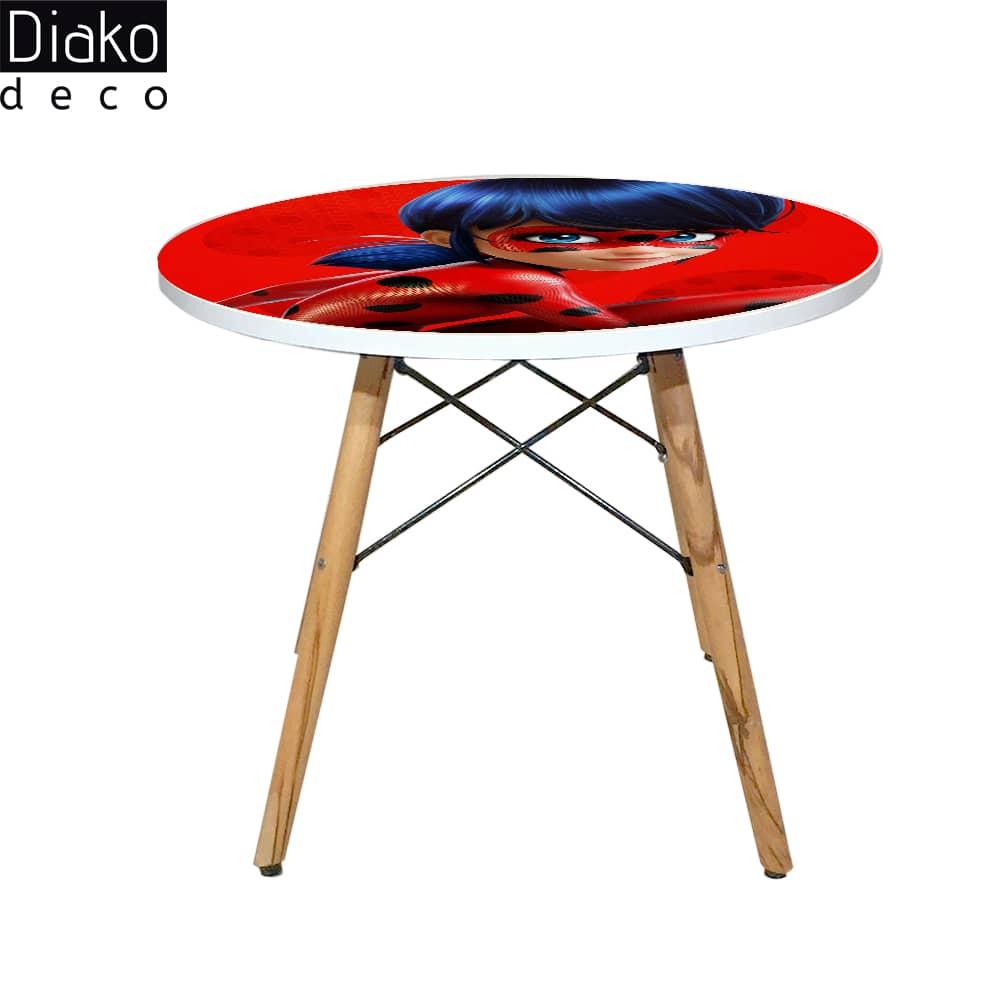 عکس محصول میز مدرن کودک مدل پایه چوبی طرح دختر کفشدوزکی کد DT-10