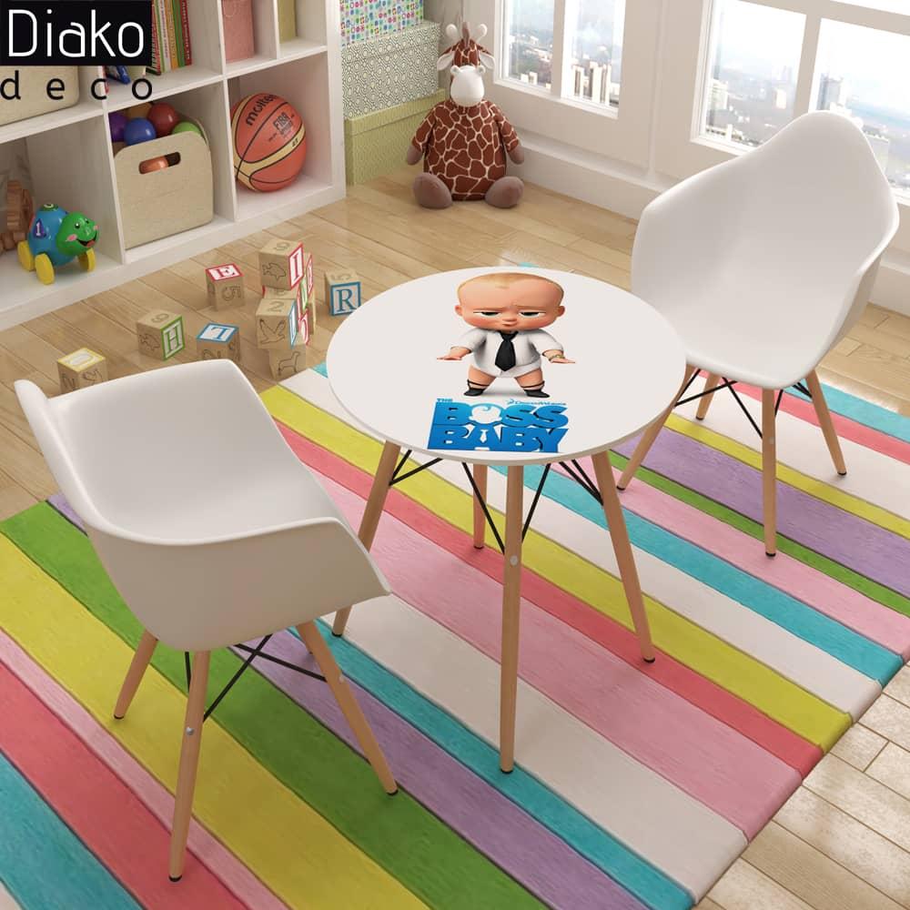 عکس محصول میز مدرن کودک مدل پایه چوبی طرح باس بیبی کد DT-12