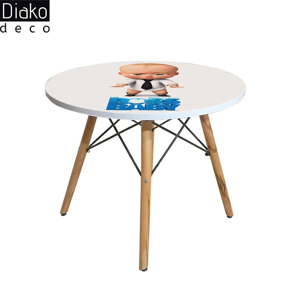 عکس محصول میز مدرن کودک مدل پایه چوبی طرح باس بیبی کد DT-12