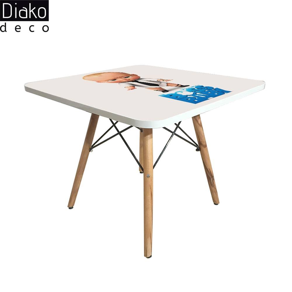 عکس محصول میز مدرن کودک مدل پایه چوبی طرح باس بیبی کد DT-12