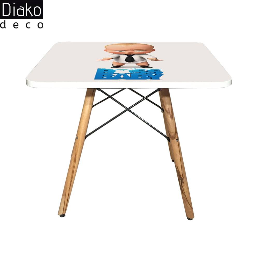 عکس محصول میز مدرن کودک مدل پایه چوبی طرح باس بیبی کد DT-12