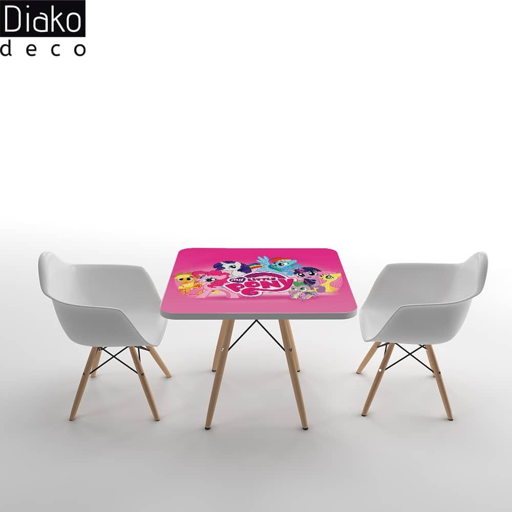 عکس محصول میز مدرن کودک مدل پایه چوبی طرح لیتل پونی کد DT-13