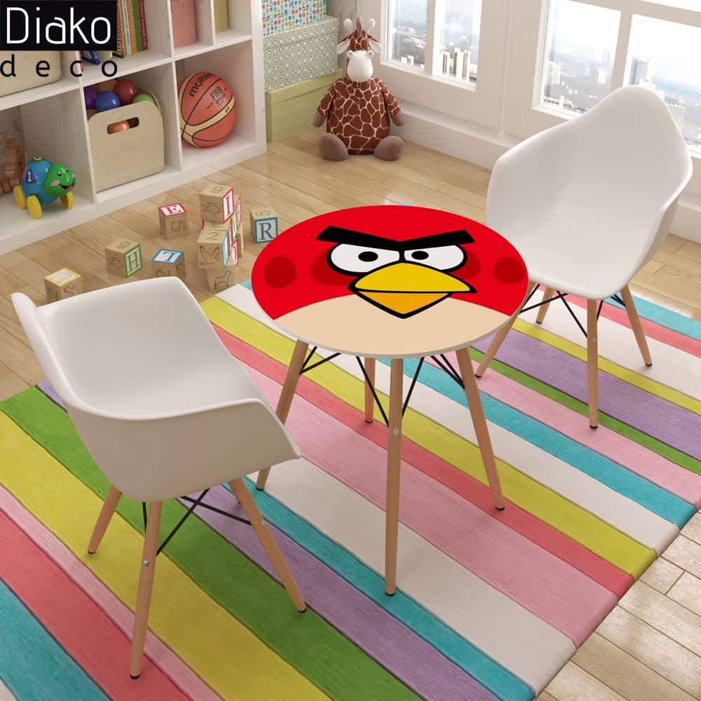 عکس محصول میز مدرن کودک مدل پایه چوبی طرح انگری برد کد DT-14