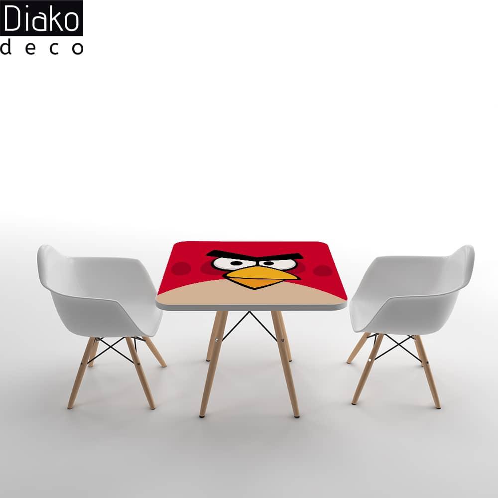 عکس محصول میز مدرن کودک مدل پایه چوبی طرح انگری برد کد DT-14