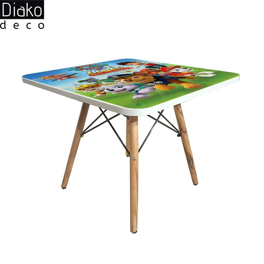 عکس محصول میز مدرن کودک مدل پایه چوبی طرح سگهای نگهبان کد DT-15