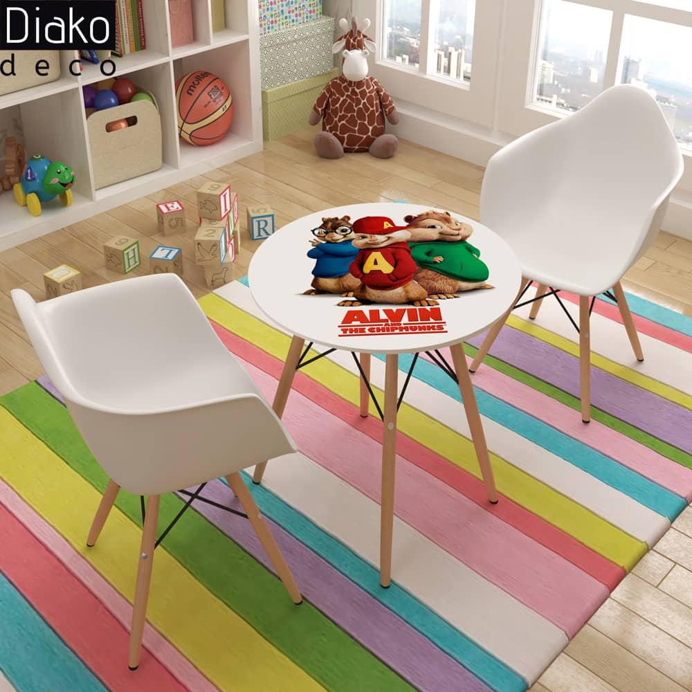 عکس محصول میز مدرن کودک مدل پایه چوبی طرح آلوین و دوستان کد DT-16