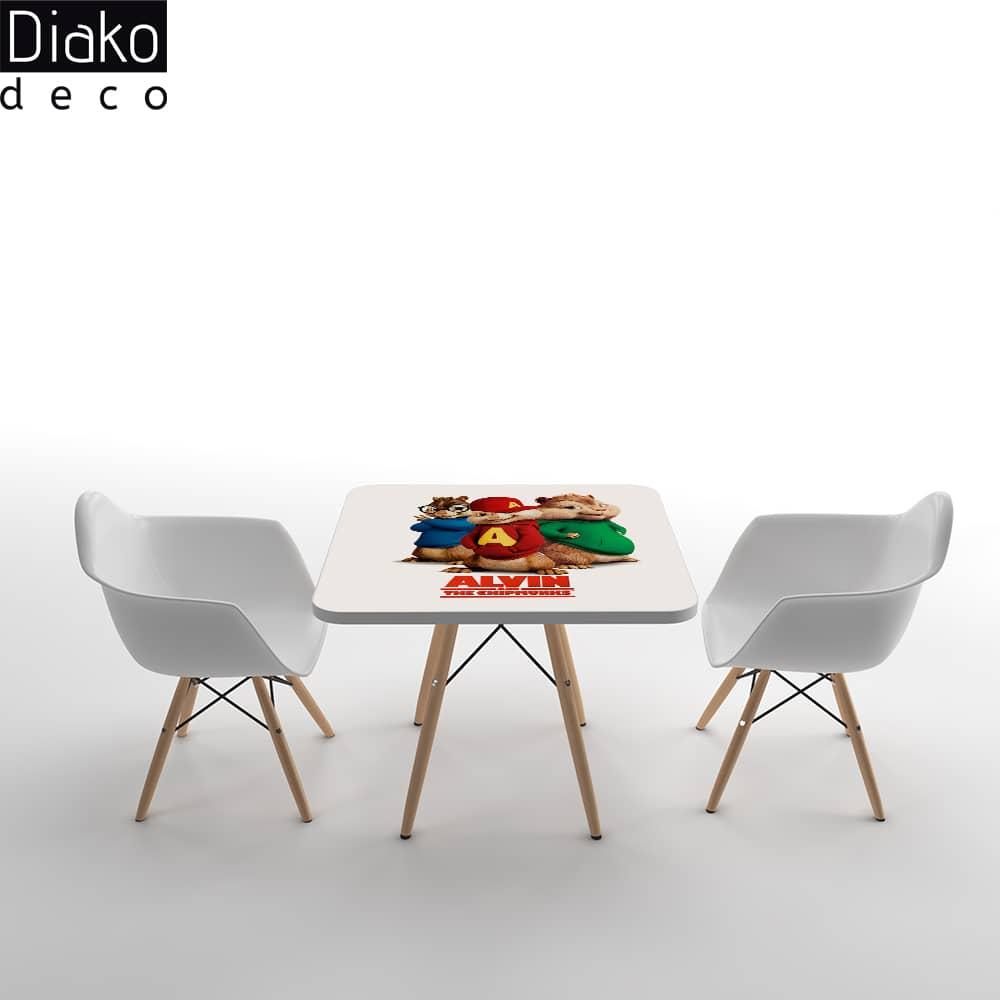 عکس محصول میز مدرن کودک مدل پایه چوبی طرح آلوین و دوستان کد DT-16