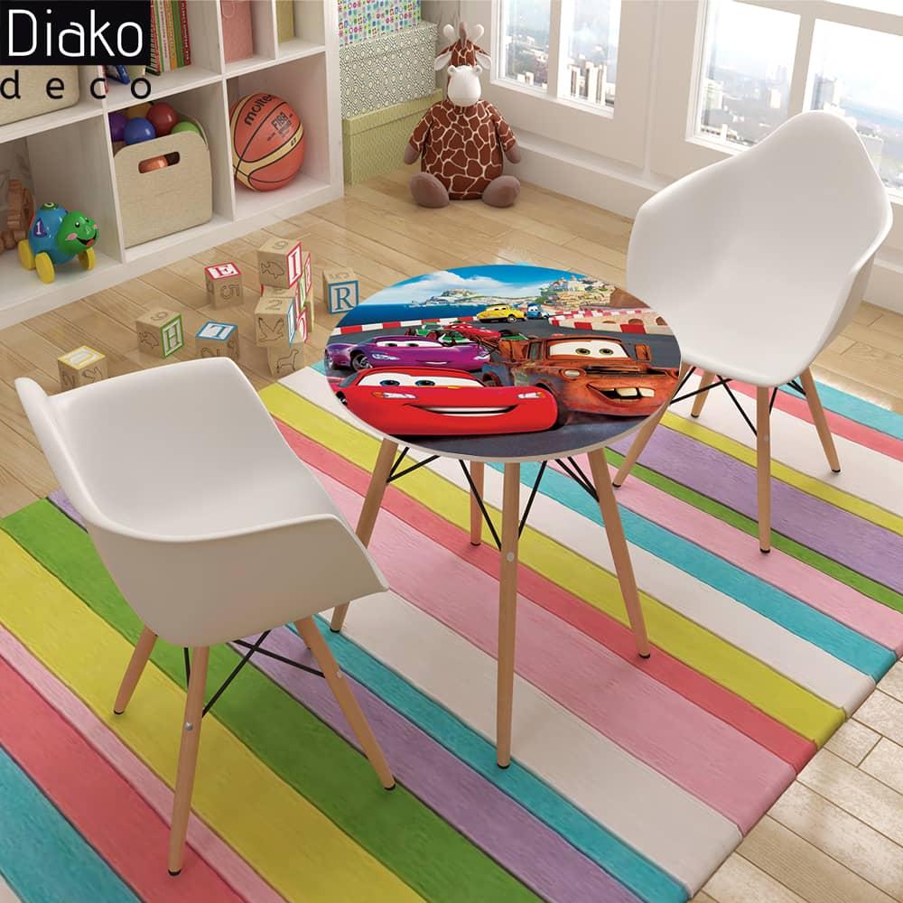 عکس محصول میز مدرن کودک مدل پایه چوبی طرح ماشینها کد DT-18