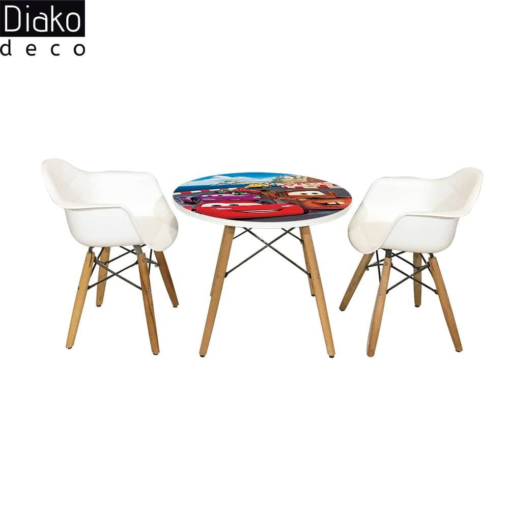 عکس محصول میز مدرن کودک مدل پایه چوبی طرح ماشینها کد DT-18