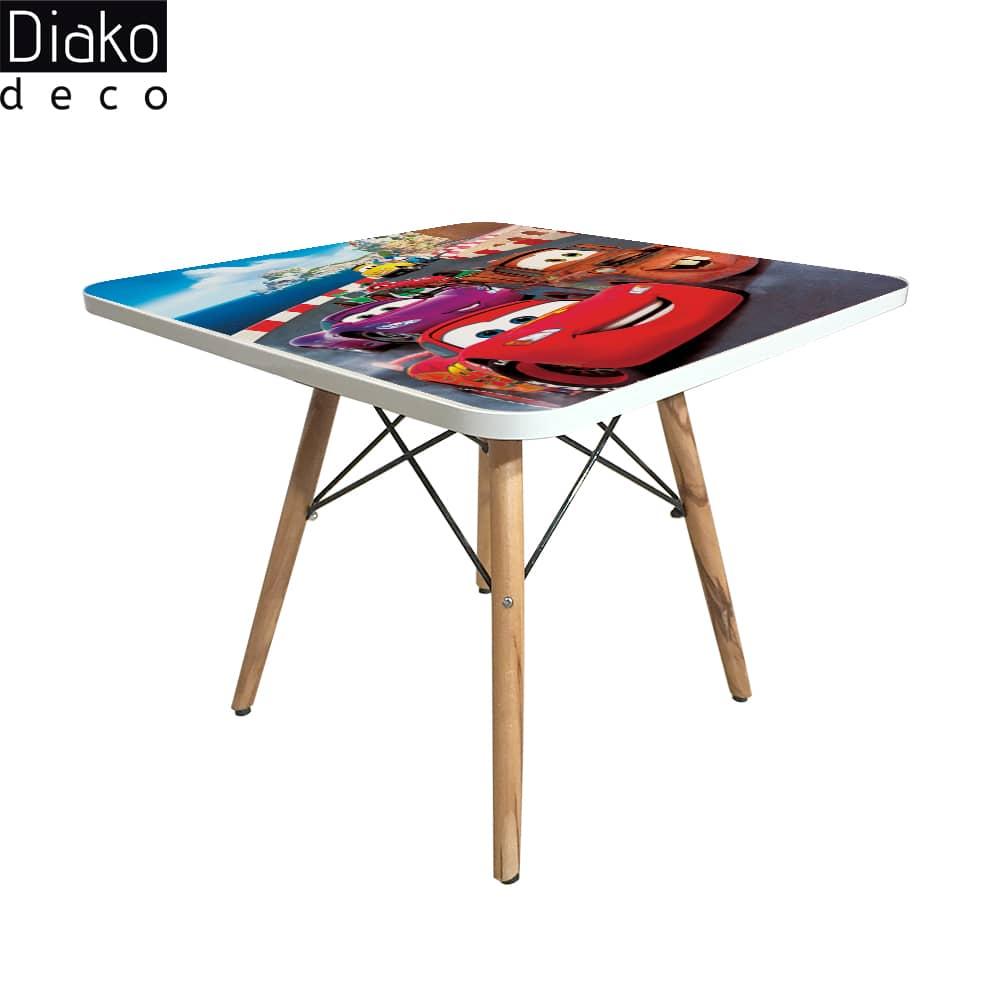 عکس محصول میز مدرن کودک مدل پایه چوبی طرح ماشینها کد DT-18