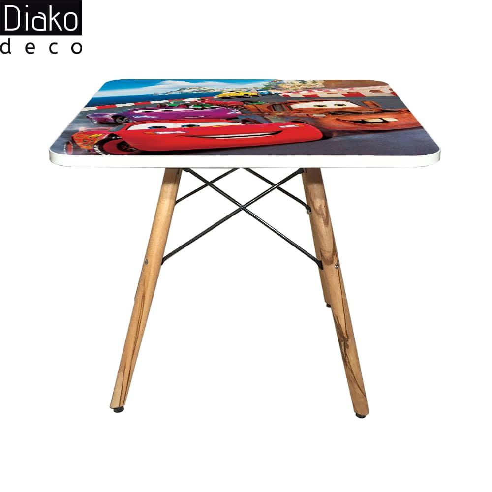 عکس محصول میز مدرن کودک مدل پایه چوبی طرح ماشینها کد DT-18