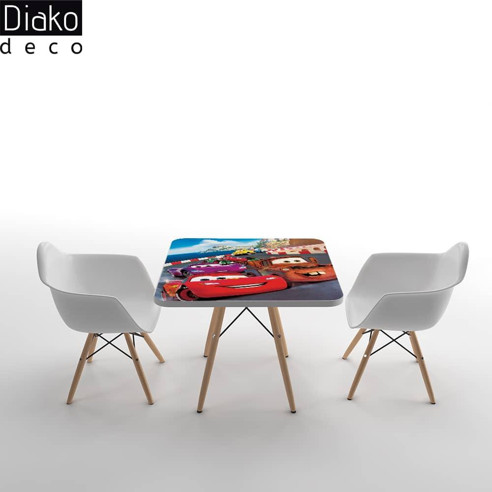 عکس محصول میز مدرن کودک مدل پایه چوبی طرح ماشینها کد DT-18