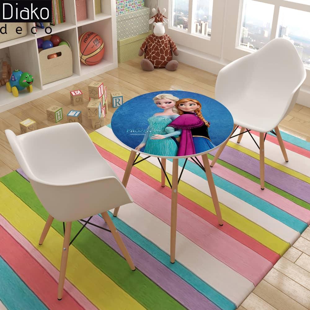 عکس محصول میز مدرن کودک مدل پایه چوبی طرح فروزن کد DT-02