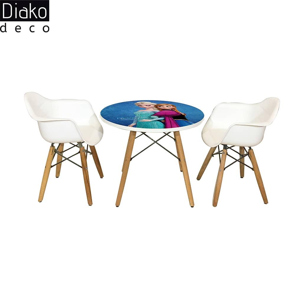 عکس محصول میز مدرن کودک مدل پایه چوبی طرح فروزن کد DT-02