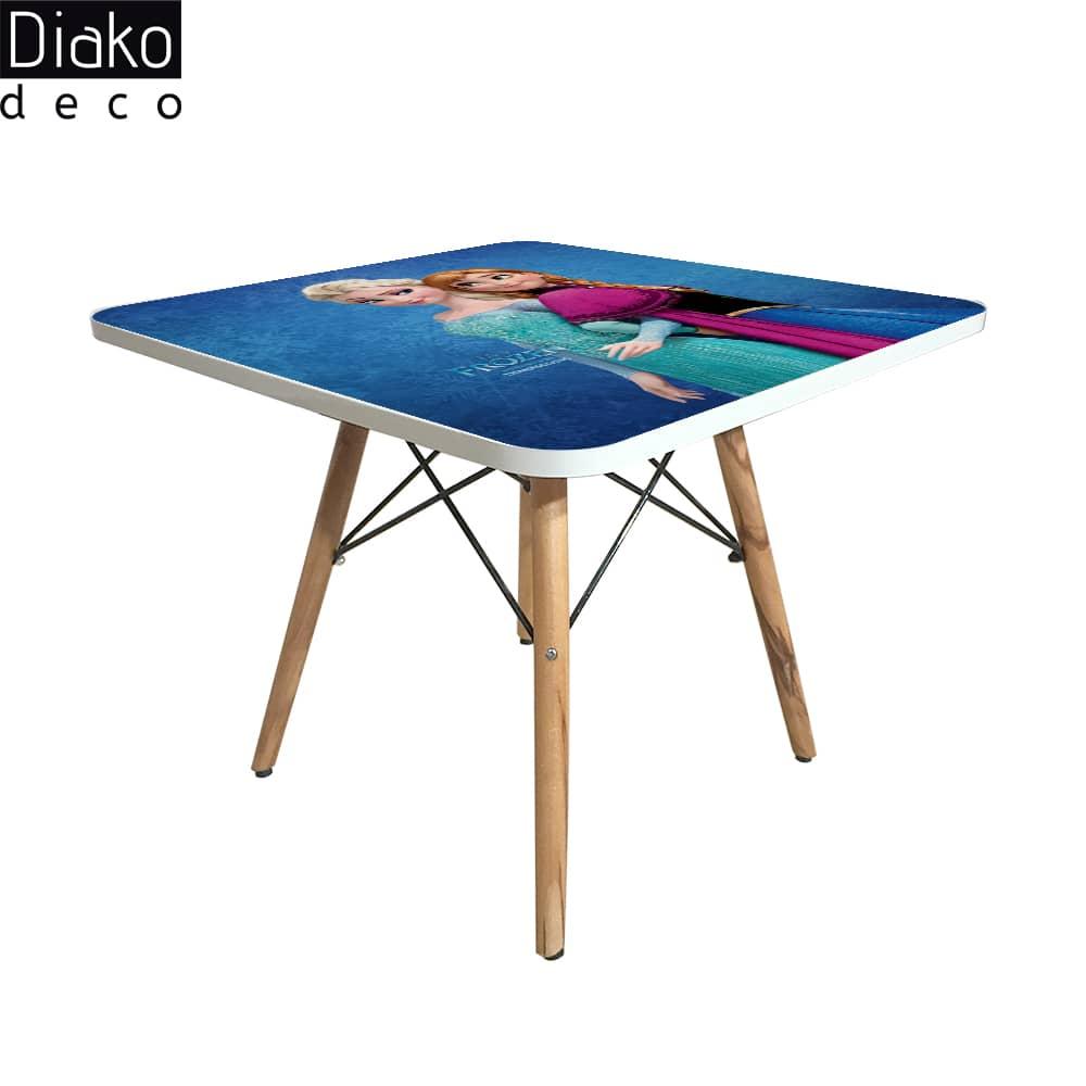 عکس محصول میز مدرن کودک مدل پایه چوبی طرح فروزن کد DT-02