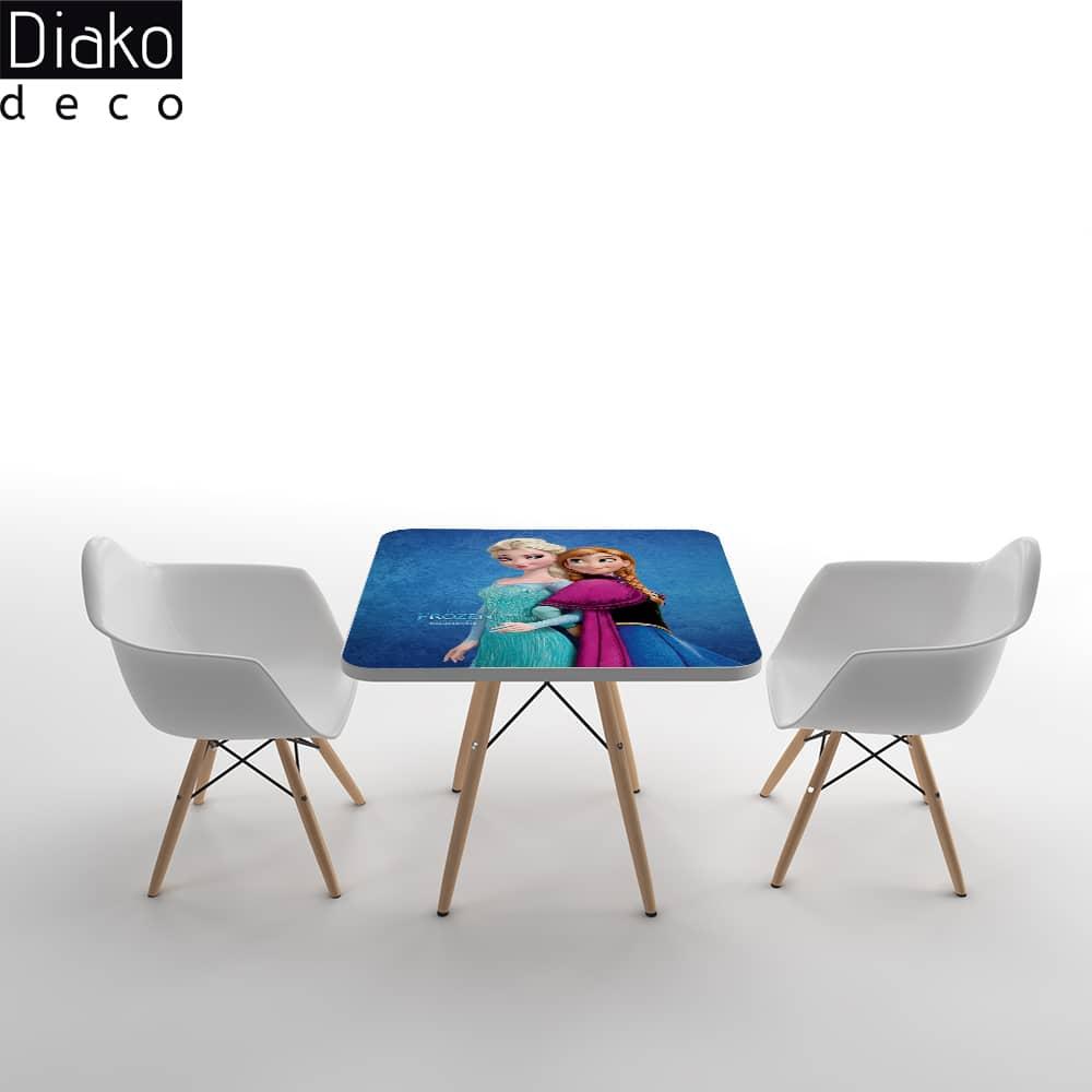 عکس محصول میز مدرن کودک مدل پایه چوبی طرح فروزن کد DT-02