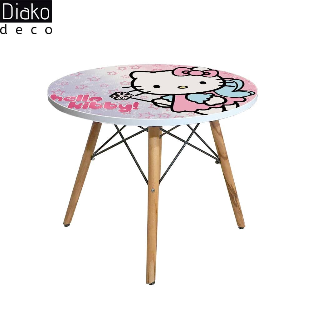 عکس محصول میز مدرن کودک مدل پایه چوبی طرح لیتل کیتی کد DT-20