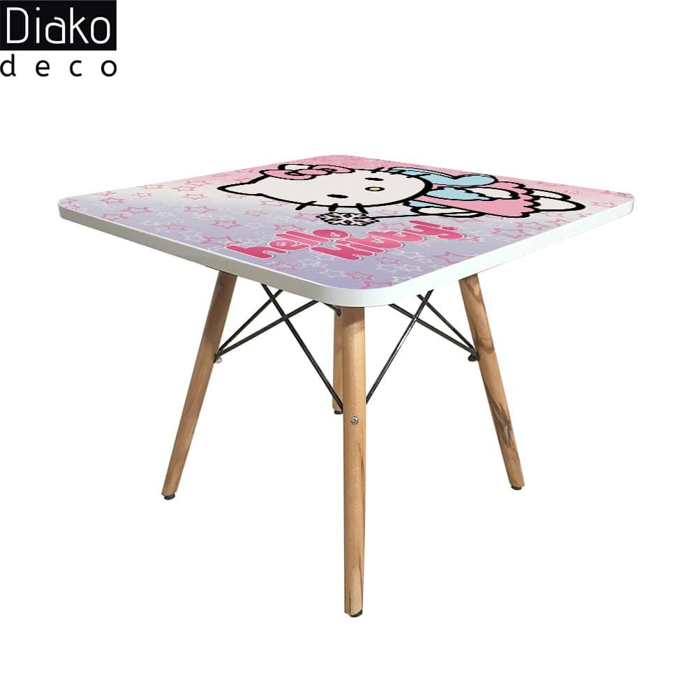 عکس محصول میز مدرن کودک مدل پایه چوبی طرح لیتل کیتی کد DT-20