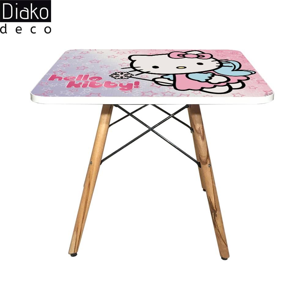 عکس محصول میز مدرن کودک مدل پایه چوبی طرح لیتل کیتی کد DT-20