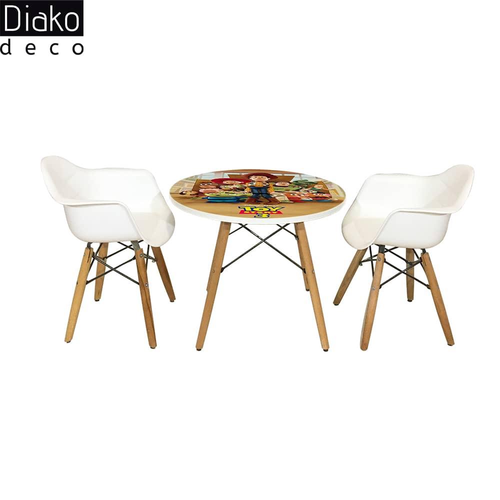 عکس محصول میز مدرن کودک مدل پایه چوبی طرح  داستان اسباب بازی کد DT-21