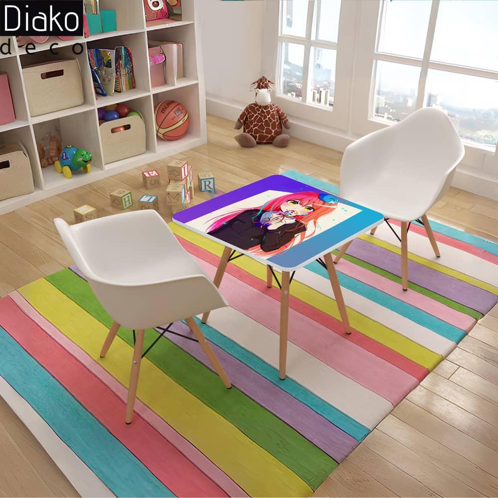 عکس محصول میز مدرن کودک مدل پایه چوبی طرح انیمه کد DT-22