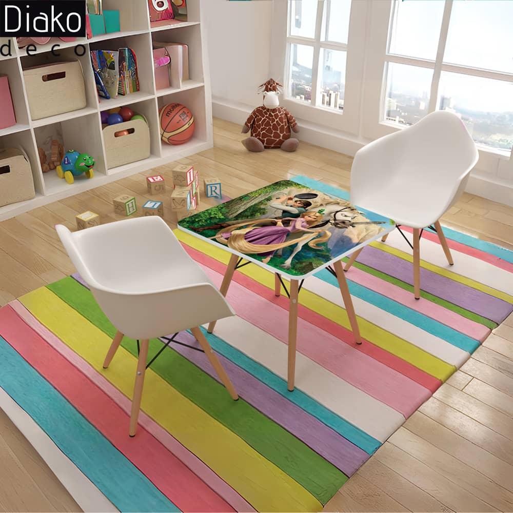 عکس محصول میز مدرن کودک مدل پایه چوبی طرح گیسو کمند کد DT-24