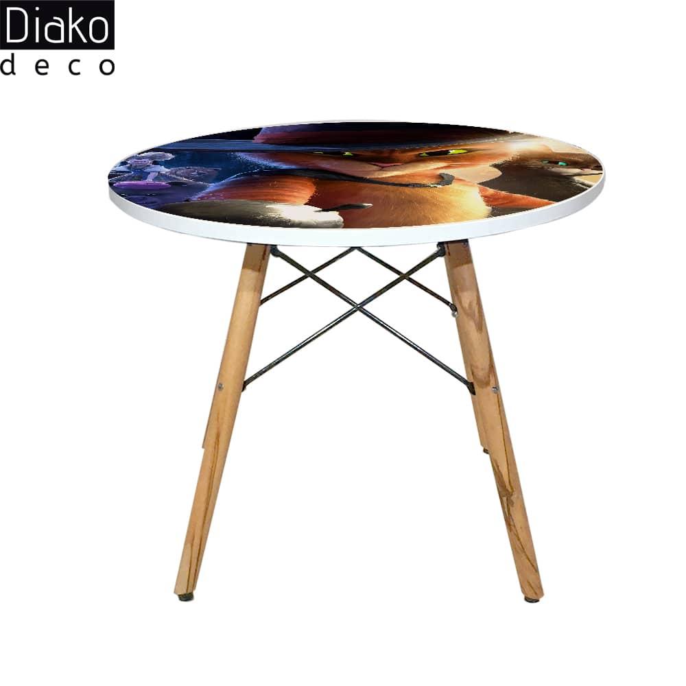 عکس محصول میز مدرن کودک مدل پایه چوبی طرح گربه چکمهپوش کد DT-25