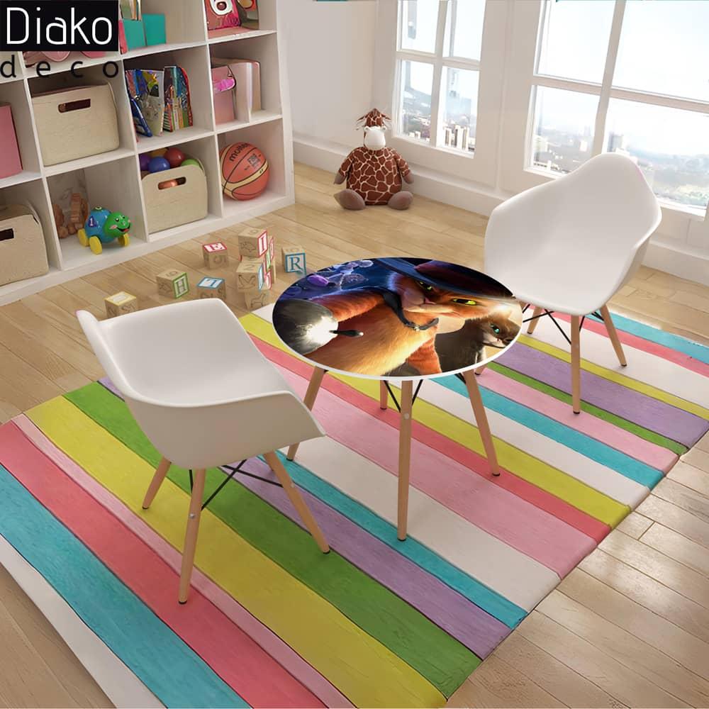 عکس محصول میز مدرن کودک مدل پایه چوبی طرح گربه چکمهپوش کد DT-25