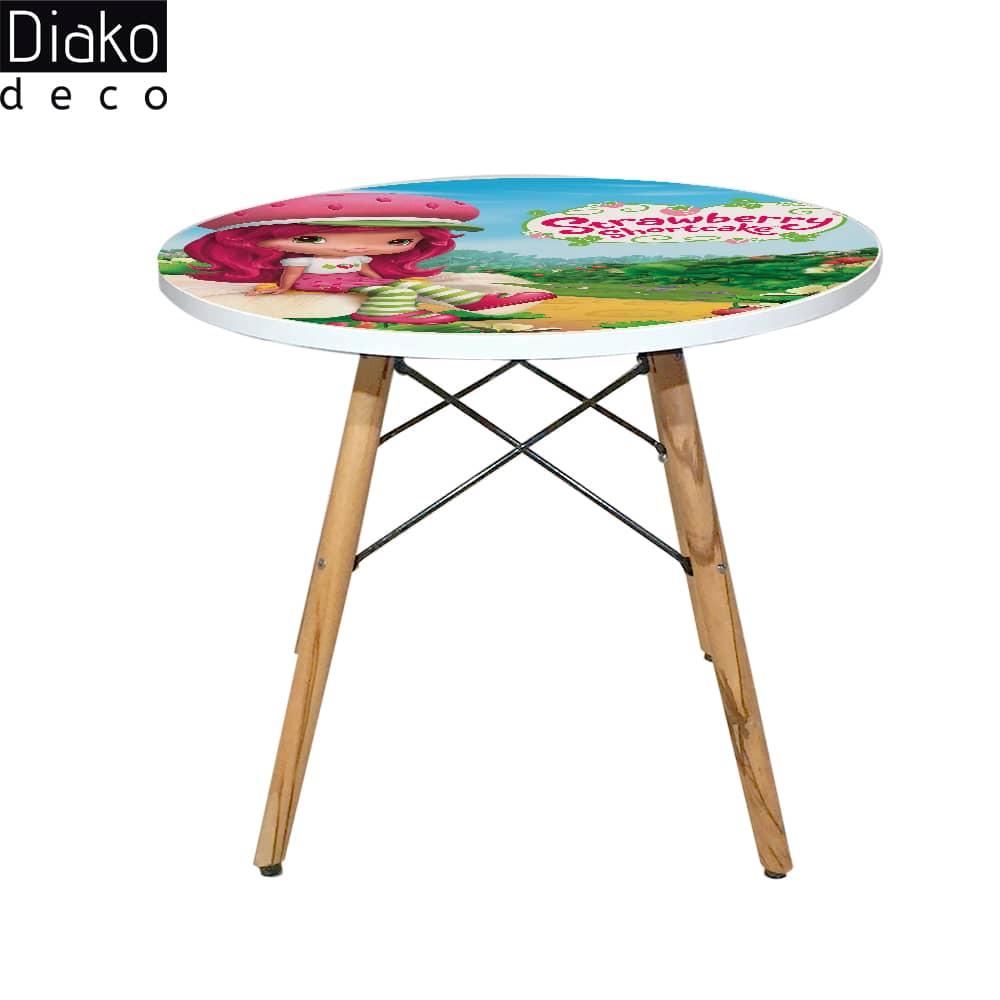 عکس محصول میز مدرن کودک مدل پایه چوبی طرح دختر توت فرنگی کد DT-27