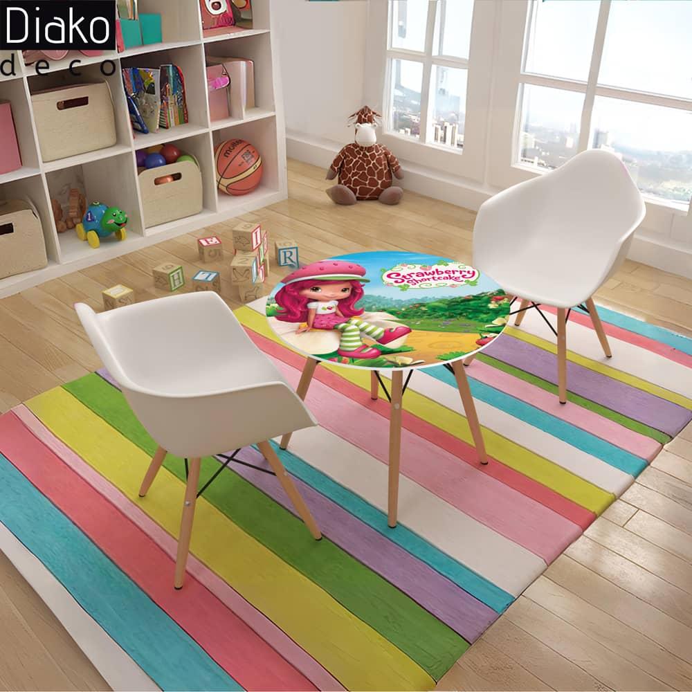 عکس محصول میز مدرن کودک مدل پایه چوبی طرح دختر توت فرنگی کد DT-27