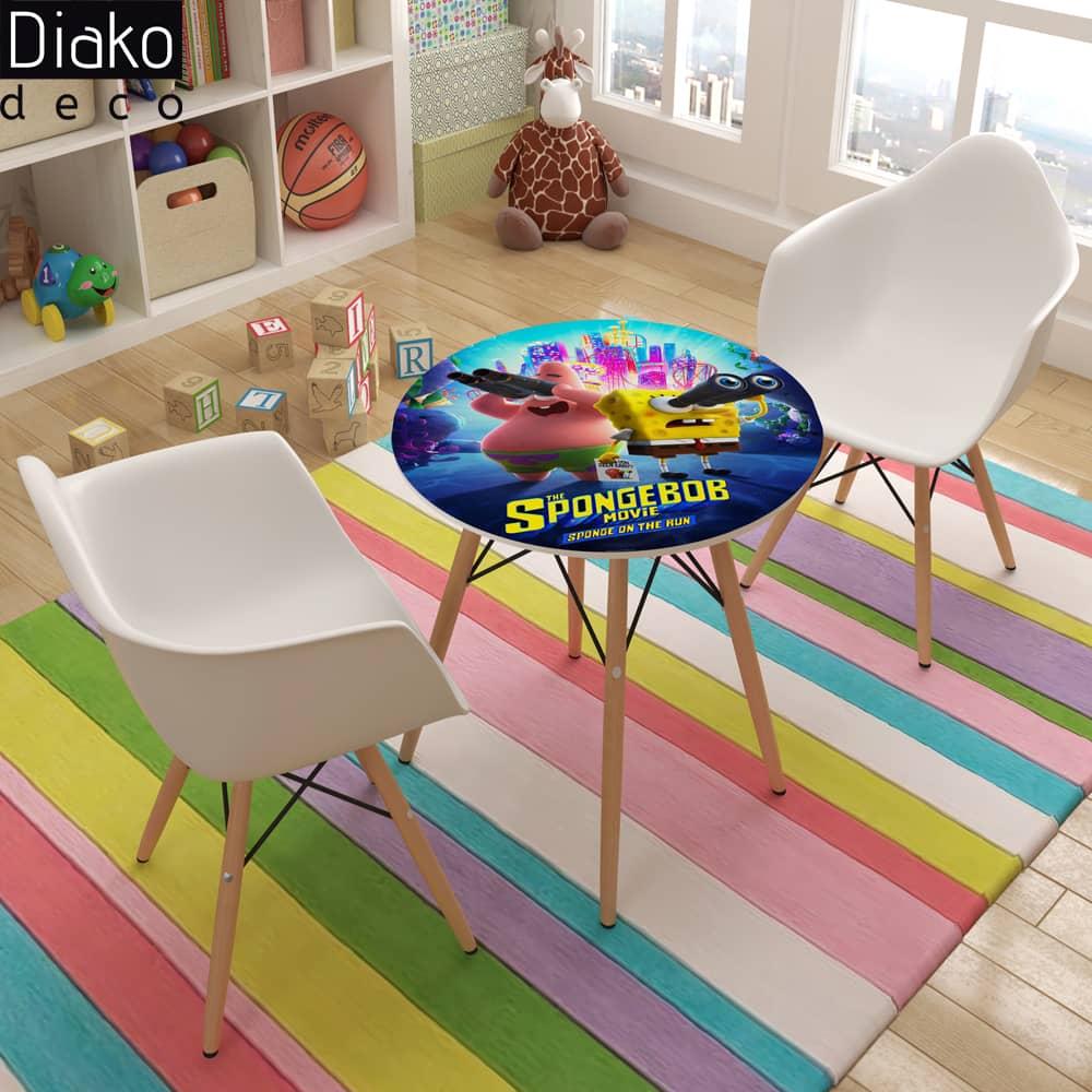 عکس محصول میز مدرن کودک مدل پایه چوبی طرح باب اسفنجی کد DT-03