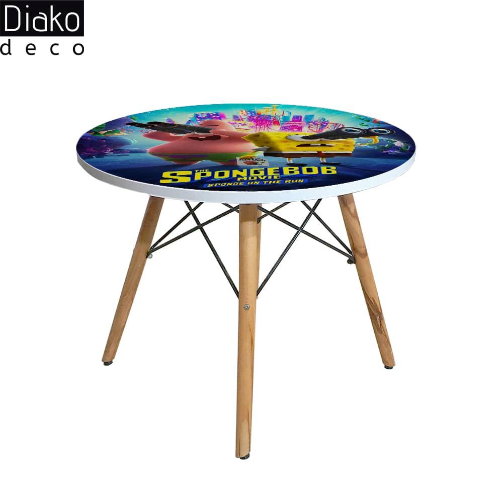 عکس محصول میز مدرن کودک مدل پایه چوبی طرح باب اسفنجی کد DT-03