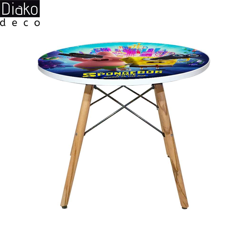 عکس محصول میز مدرن کودک مدل پایه چوبی طرح باب اسفنجی کد DT-03