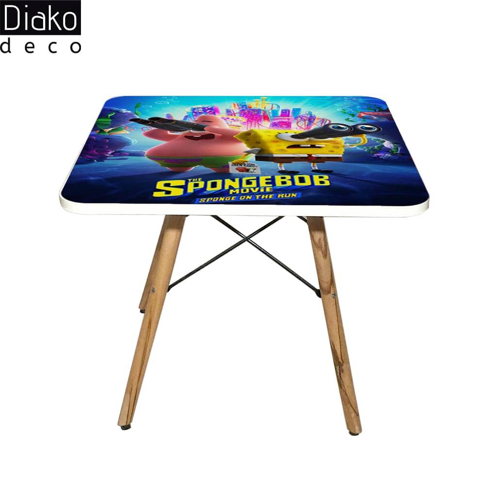 عکس محصول میز مدرن کودک مدل پایه چوبی طرح باب اسفنجی کد DT-03