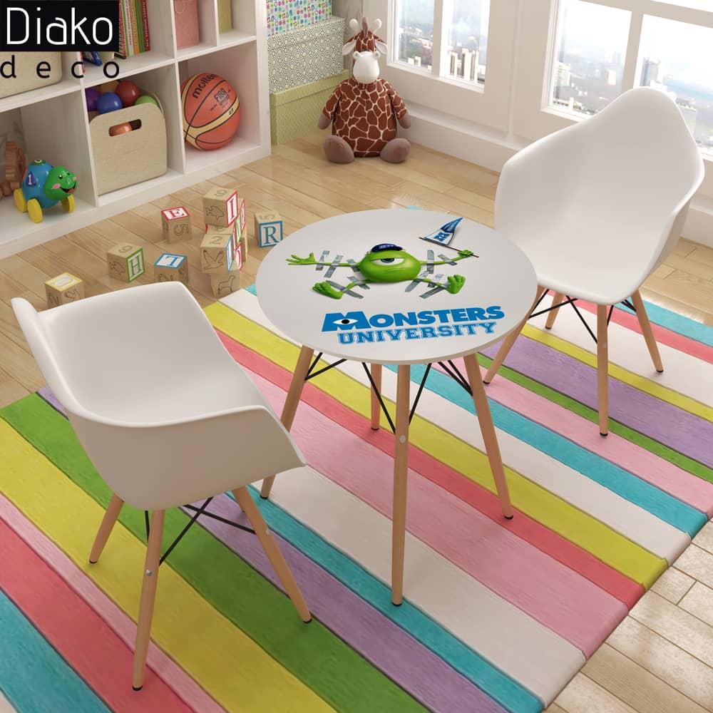 عکس محصول میز مدرن کودک مدل پایه چوبی طرح هیولا کد DT-04