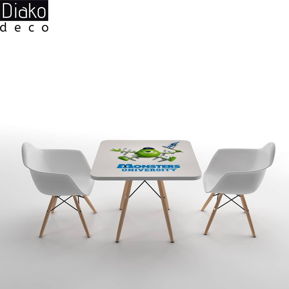 عکس محصول میز مدرن کودک مدل پایه چوبی طرح هیولا کد DT-04