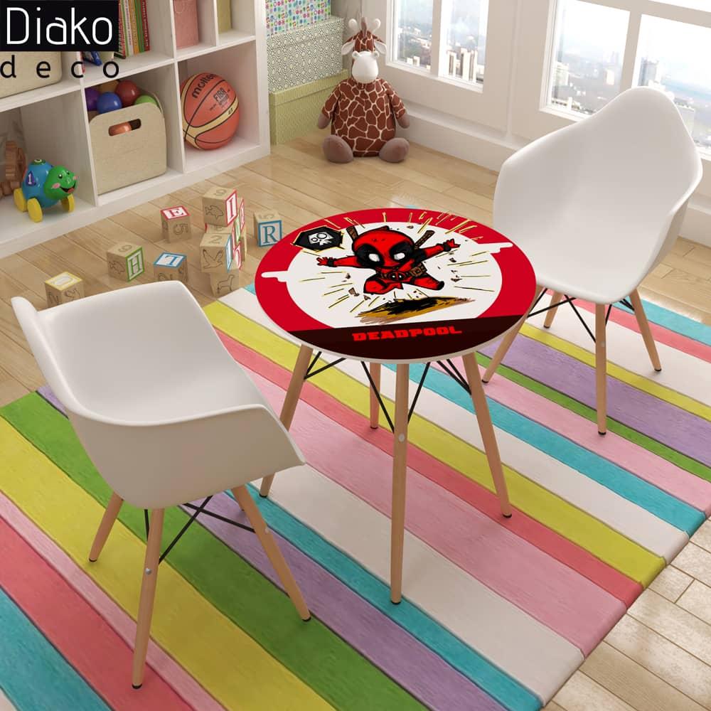 عکس محصول میز مدرن کودک مدل پایه چوبی طرح ددپول کد DT-05