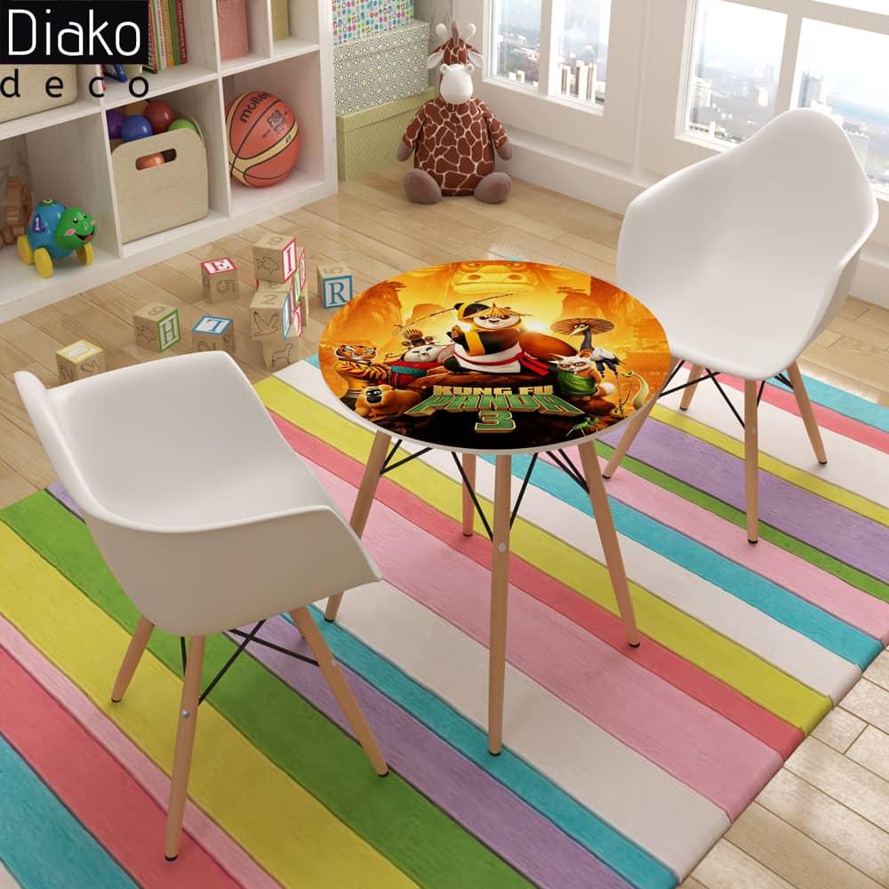 عکس محصول میز مدرن کودک مدل پایه چوبی طرح پاندای کونگ فو کار کد DT-06