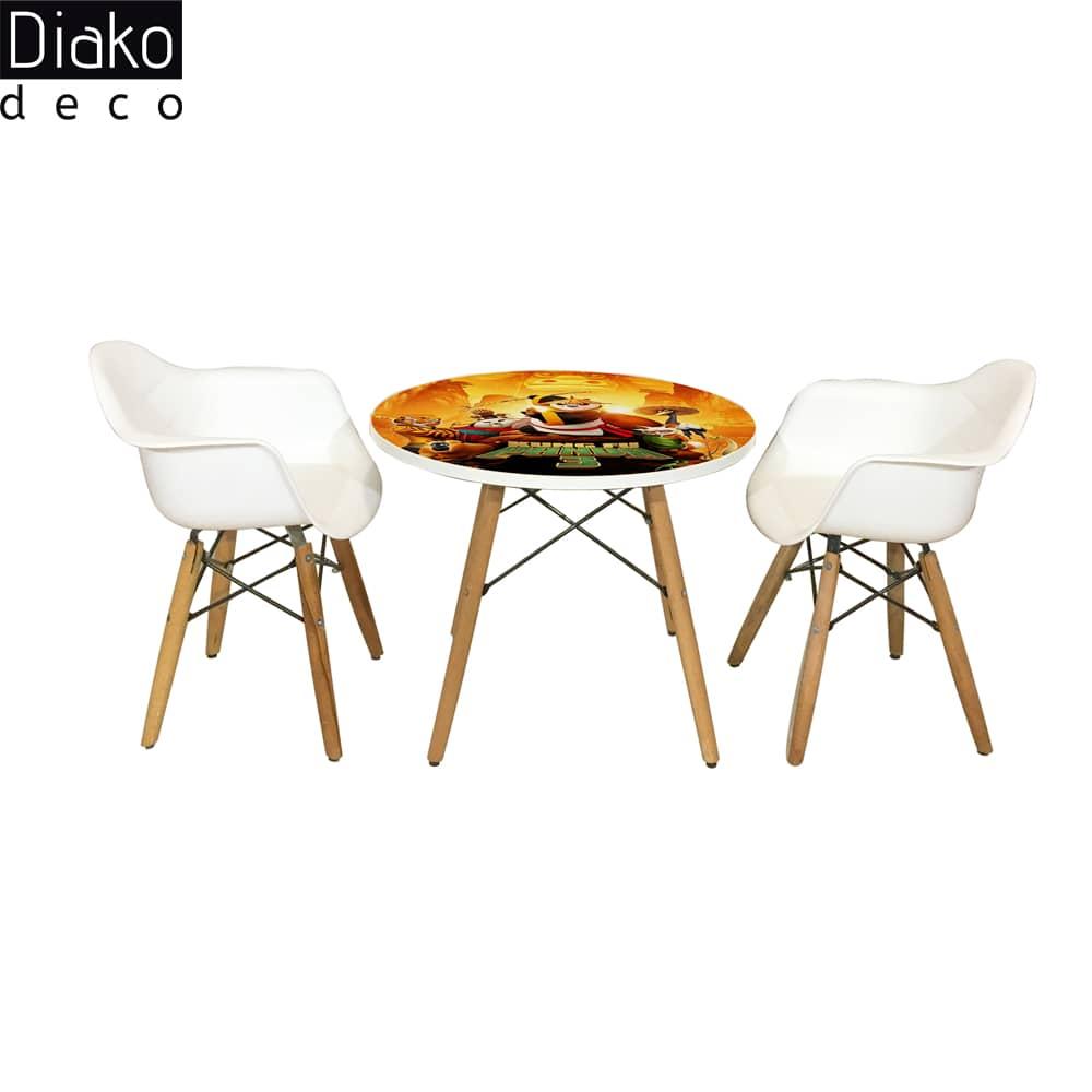 عکس محصول میز مدرن کودک مدل پایه چوبی طرح پاندای کونگ فو کار کد DT-06