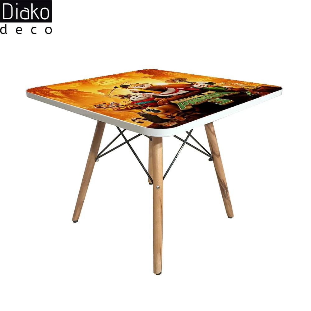 عکس محصول میز مدرن کودک مدل پایه چوبی طرح پاندای کونگ فو کار کد DT-06